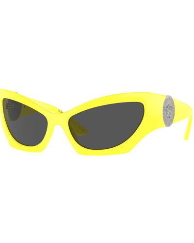 Versace Dark Grey Cat Eye Ladies Sunglasses Ve4450 541887 60 In Yellow