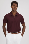 Reiss Floyd - Bordeaux Slim Fit Half-zip Polo Shirt, S