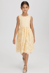 REISS DAIA - LEMON TEEN FIT-AND-FLARE LACE DRESS, UK 13-14 YRS