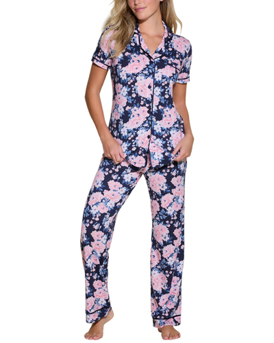 Cosabella Bella Printed Top Pant Pajama Set In Blue