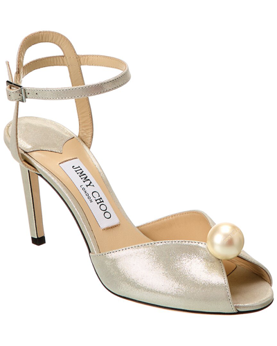 Jimmy Choo Sacora 85 Suede Sandal In Gold