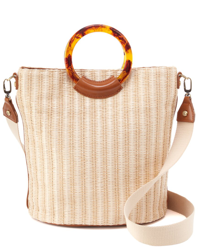 Hobo Sheila Raffia & Leather Bucket Bag In Brown