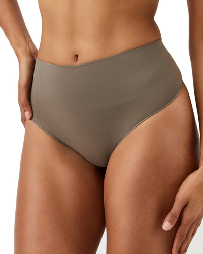 Spanx Women's Ecocare Shaping Thong Underwear 40048r In Dusty Olive