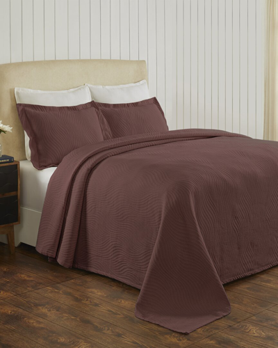 Superior Cascade Jacquard Matelasse 3pc Cotton Bedspread Set In Brown