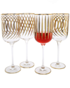ALICE PAZKUS ALICE PAZKUS SET OF 4 MIX AND MATCH WATER GLASSES WITH 24K GOLD DESIGN