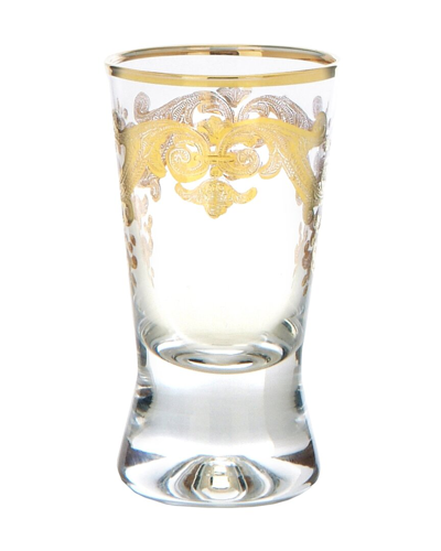 Alice Pazkus Set 6 Liquor Gl. W Rich 24k Gold Artwork In Clear