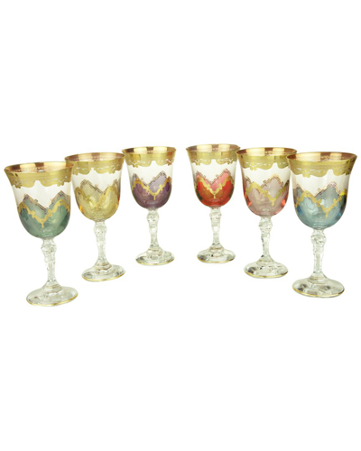 Alice Pazkus Set 6 Water Goblets In Clear