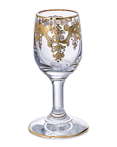 Alice Pazkus Set Of 6 Vodka Glasses- 24k Gold Artwork In Clear