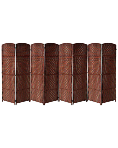 Sorbus Brown 8-panel Diamond Weave Fiber Room Divider