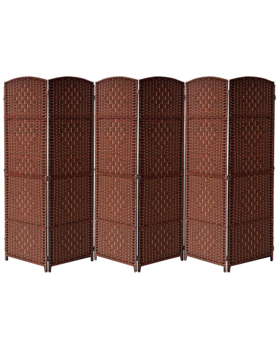 Sorbus Brown 6-panel Diamond Weave Fiber Room Divider