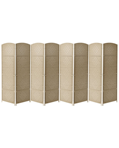 Sorbus Beige 8-panel Diamond Weave Fiber Room Divider In Neutral