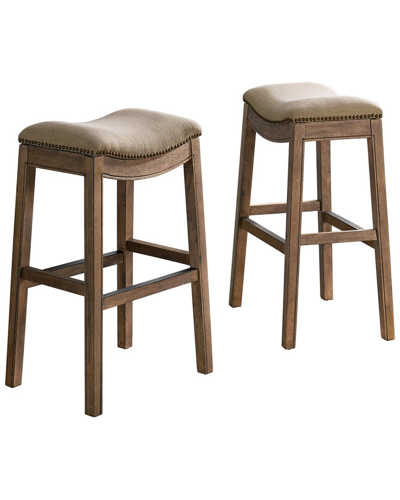 Alaterre Williston Set Of 2 Bar Height Stools In Brown