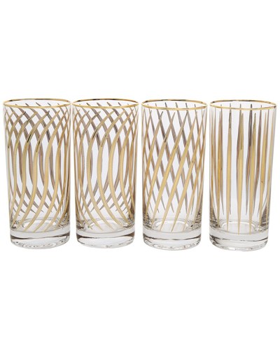 ALICE PAZKUS ALICE PAZKUS SET OF 4 MIX AND MATCH WATER TUMBLERS WITH 24K GOLD DESIGN
