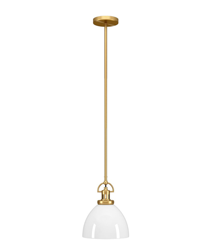 Abraham + Ivy Rockwell Brass Pendant With White Milk Glass Shade In Gold