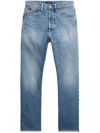 Polo Ralph Lauren Classic High-waisted Jeans With Frayed Hem And Flattering Fit In Blue