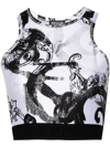 Versace Jeans Couture Magazine-print Crop Top In White
