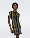 Diane Von Furstenberg Wilson Striped Geometric Mini Dress In Fun Checks Yellow