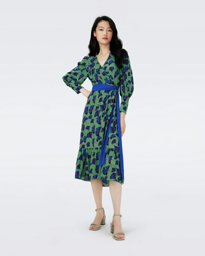 Diane Von Furstenberg Dvf In Falling Gingko Venus Green