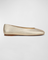 Vince Leah Metallic Square-toe Ballerina Flats In Champagne Gold Le
