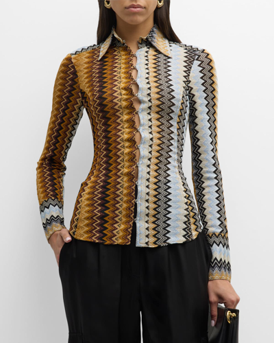 Missoni Chevron Hook-and-eye Blouse In S80bb-multibrowns
