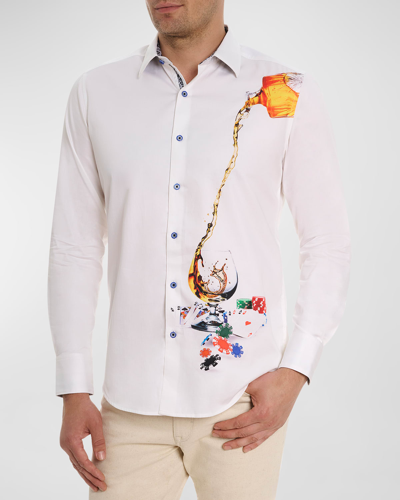 Robert Graham All-in Classic Fit Poker Pour Print Cotton Button-up Shirt In White