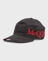 Alexander Mcqueen Men's Oversized Logo Baseball Hat In Black Red