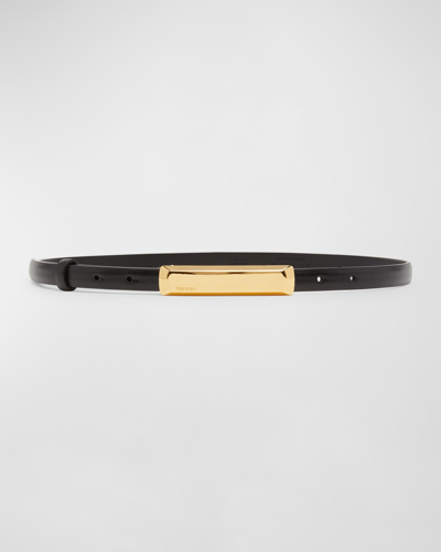 Tom Ford Croc-embossed Leather Skinny Belt In 1n001 Black