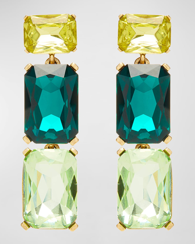 Oscar De La Renta Crystal-embellished Drop Clip-on Earrings In Emerald Multi