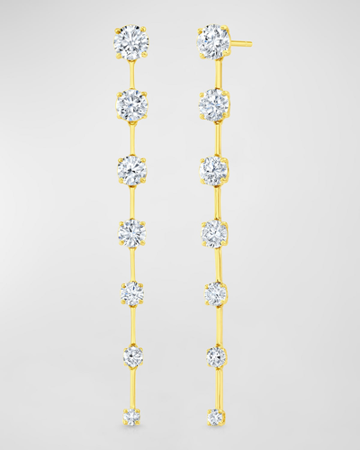 Rahaminov Diamonds 18k Yellow Gold Graduated Round Diamond Dangle Bar Earrings In Multi