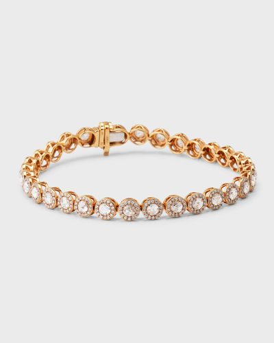 64 Facets Scallop Diamond Tennis Bracelet In Gold