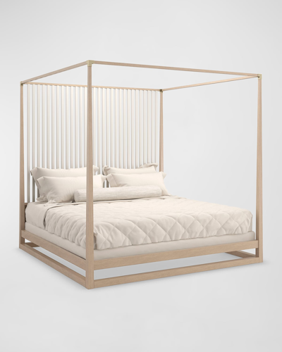 Caracole Pinstripe Light Queen Bed In Almond