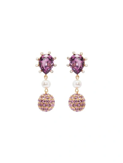 Oscar De La Renta Cactus Pearl Drop Earrings In Rose