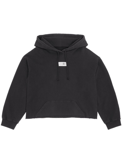 Mm6 Maison Margiela Logo Cotton Hoodie In Black