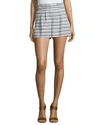 VERONICA BEARD WYNWOOD STRIPED HIGH-WAIST SHORTS, BLACK/WHITE