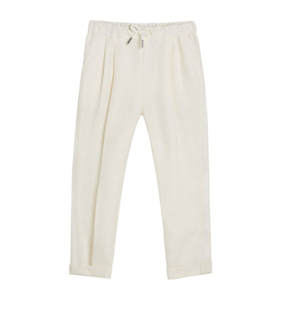 Brunello Cucinelli Kids' Linen-blend Tuxedo Trousers (4-12 Years) In White