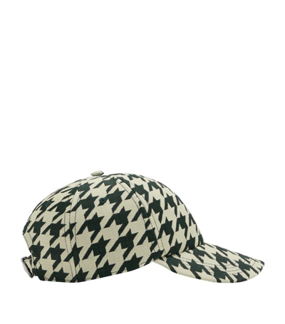Burberry Houndstooth-pattern Cotton Cap In Ivy