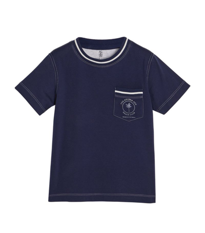 Brunello Cucinelli Kids' Pocket T-shirt (4-12+ Years) In Blue