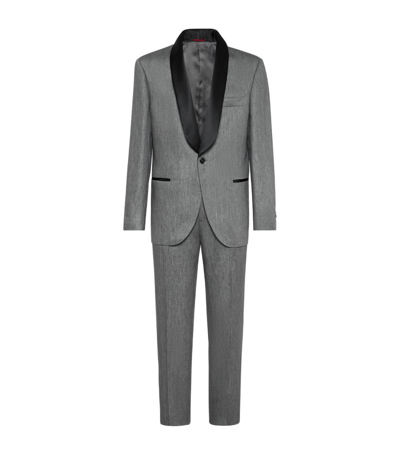 Brunello Cucinelli Linen Tuxedo Suit In Grey