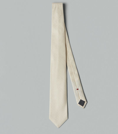 Brunello Cucinelli Textured Silk Tie In Neutrals