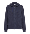 BRUNELLO CUCINELLI CABLE-KNIT SEQUINNED ZIP-UP HOODIE