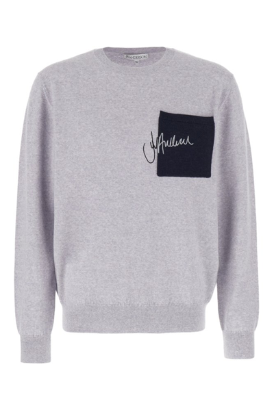Jw Anderson Logo Embroidered Knit Jumper In Grey
