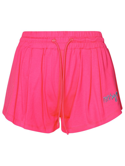 Msgm Logo Embroidered Drawstring Shorts In Pink