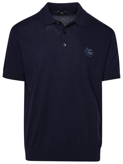 Etro Pegaso Embroidered Short In Navy