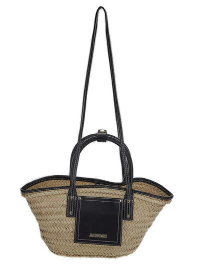 Jacquemus Le Panier Soli Logo Plaque Mini Tote Bag In Black