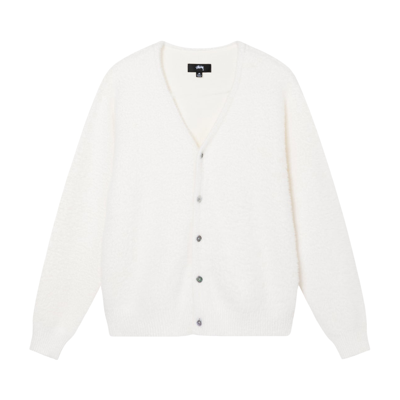 Pre-owned Stussy Shaggy Cardigan 'bone' In White