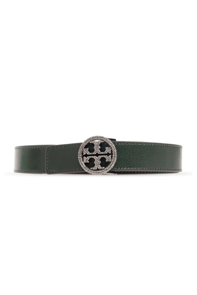 Tory Burch 1" Miller Leather Belt In Green