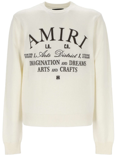 Amiri Arts District Logo-embroidered Wool Jumper In White,neutro