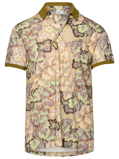 Etro Floral-print Cotton Polo Shirt In Neutrals