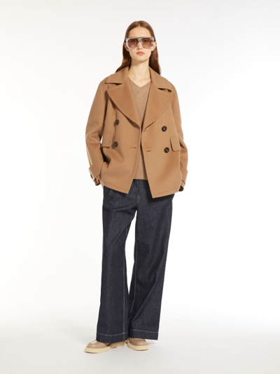 Max Mara Wool Pea Coat In Camel