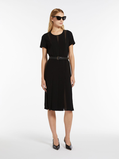 Max Mara Striped Cady Dress In Black